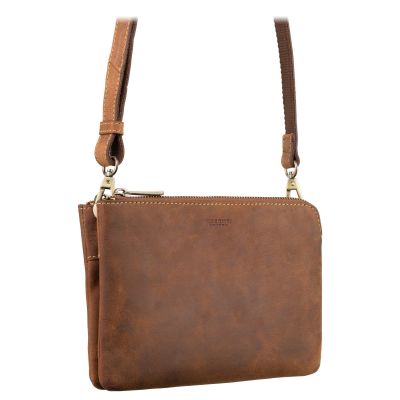 Visconti Leather Eden Small Ziptop Large Clutch Bag Oil Tan #4
