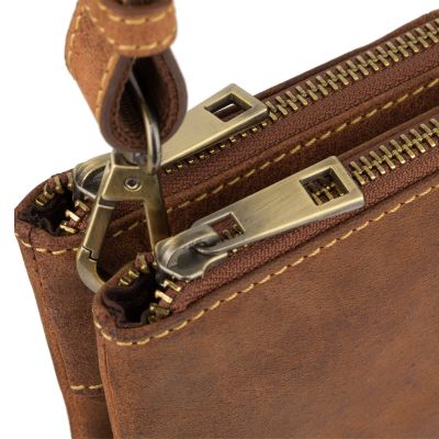 Visconti Leather Eden Small Ziptop Large Clutch Bag Oil Tan #5