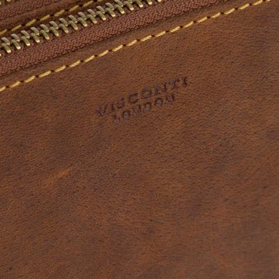 Visconti Leather Eden Small Ziptop Large Clutch Bag Oil Tan #6