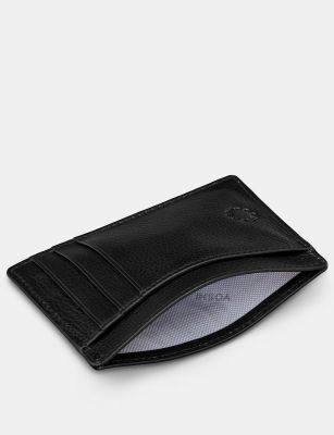 Yoshi Leather Card Holder With ID Window Black #4
