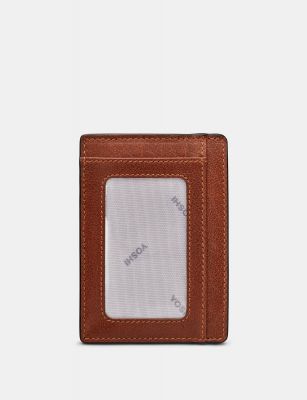 Yoshi Leather Card Holder With Id Window Brown #2