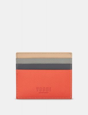 Yoshi Coral Multi Leather Wooster Card Holder Multi Colour