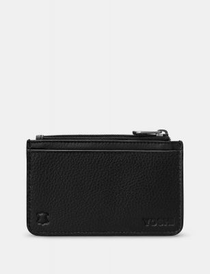 Yoshi Zip Top Leather Card Holder Black #2