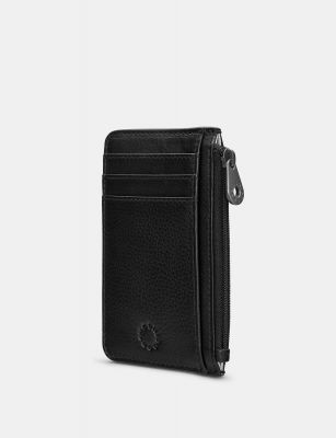 Yoshi Zip Top Leather Card Holder Black #3