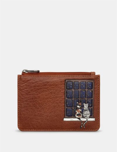 Yoshi Midnight Cats Zip Top Leather Purse