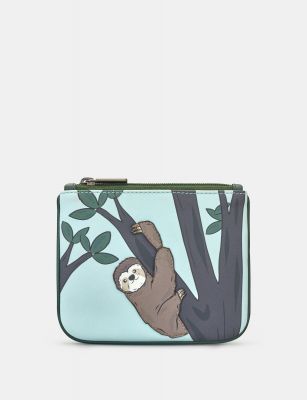 Yoshi Sloth Zip Top Leather Purse Blue