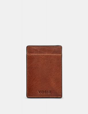 Yoshi Leather Compact Card Holder Brown #2