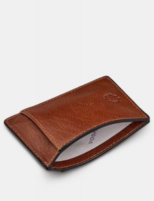 Yoshi Leather Compact Card Holder Brown #4