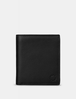 Yoshi Two Fold Leather Coin Pocket Wallet Black #1