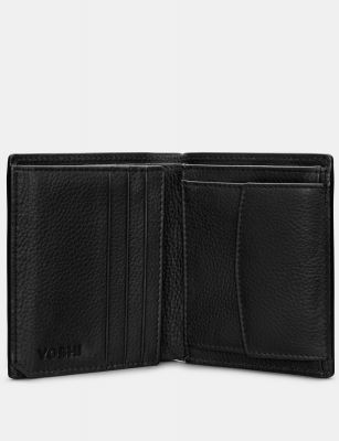 Yoshi Two Fold Leather Coin Pocket Wallet Black #2