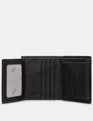 Yoshi Two Fold Leather Coin Pocket Wallet Black #3