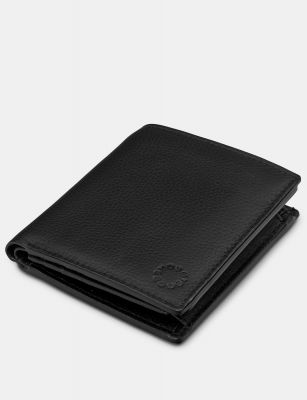 Yoshi Two Fold Leather Coin Pocket Wallet Black #4