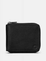 Yoshi Zip Around Leather Wallet Black