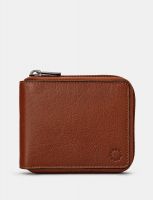 Yoshi Zip Around Leather Wallet Brown