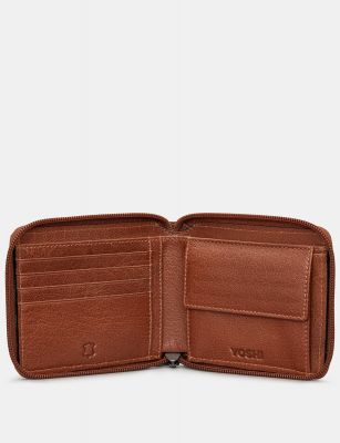 Yoshi Zip Around Leather Wallet Brown #2