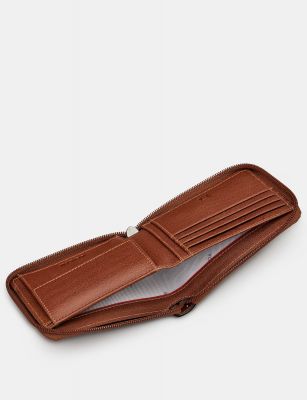 Yoshi Zip Around Leather Wallet Brown #4