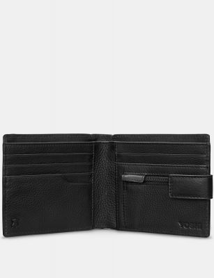 Yoshi Two Fold Leather Wallet With Tab Black #2