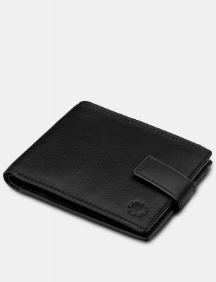Yoshi Two Fold Leather Wallet With Tab Black #3