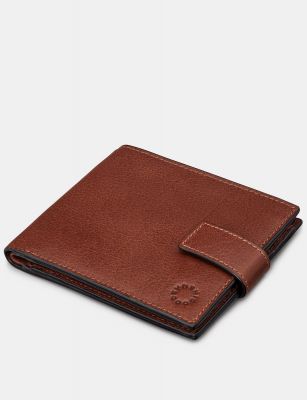 Yoshi Two Fold Leather Wallet With Tab Brown #3