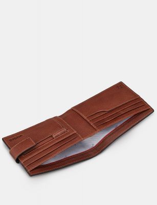 Yoshi Two Fold Leather Wallet With Tab Brown #4