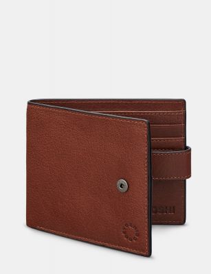 Yoshi Two Fold Leather Wallet With Tab Brown #5