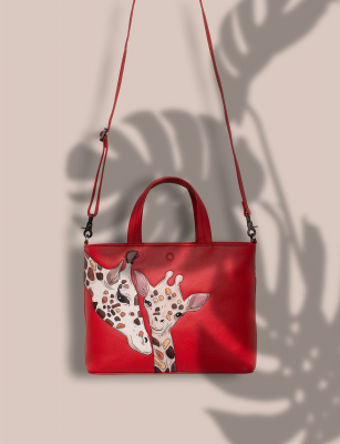 Yoshi Mother's Pride Giraffe Leather Multiway Grab Bag Red #5