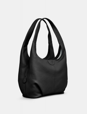 Yoshi Meehan Black Leather Slouch Shoulder Bag Black #3