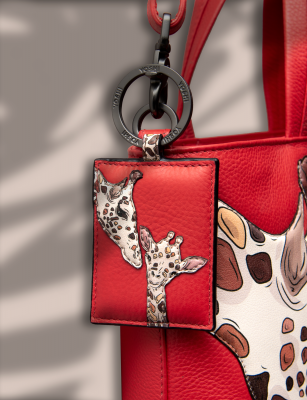 Yoshi Mother's Pride Giraffe Leather Keyring Red #3