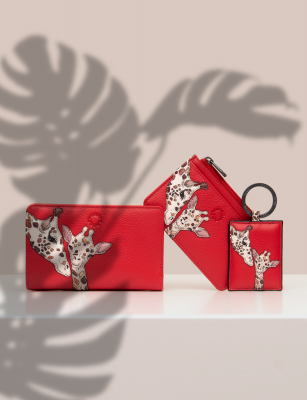 Yoshi Mother's Pride Giraffe Leather Keyring Red #5