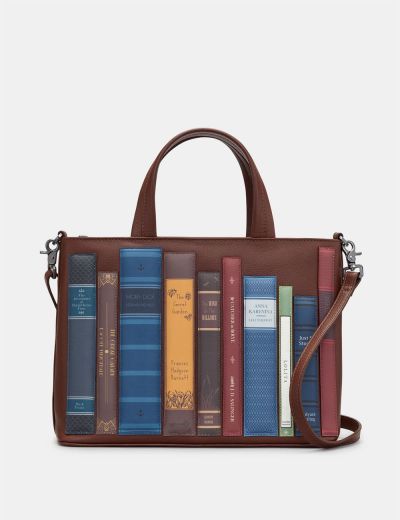 Yoshi Leather Bookworm Brown Grab Handbag #1