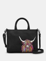 YOSHI Highland Cow Black Leather Grab Bag