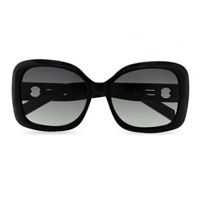 Karen Millen Oversized Square Fashion Sunglass In Classic Black with Green Graduated Lenses #2
