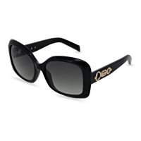 Karen Millen Oversized Square Fashion Sunglass In Classic Black with Green Graduated Lenses