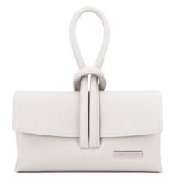 Italian Tuscany Leather Clutch Bag in White, Handmade In Italy