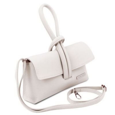 Italian Tuscany Leather Clutch Bag in White, Handmade In Italy #2
